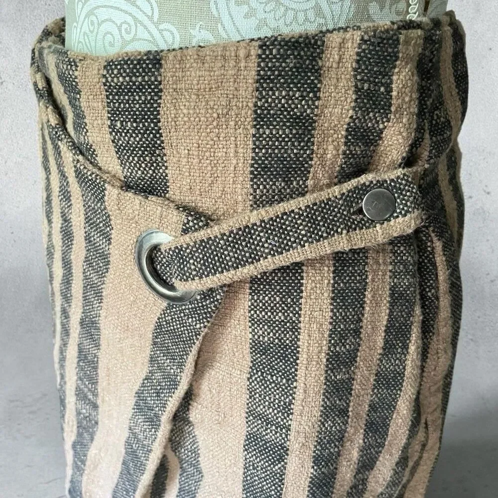 Free People Wrap Mini Skirt M Brown Stripe Asymmetrical Boho Cottage Festival